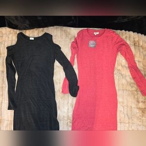 Women's Black and Red Sweater Dress Set